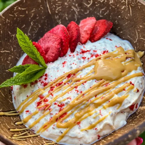 Recette avec du skyr : graines de chia et cacahuète rapide